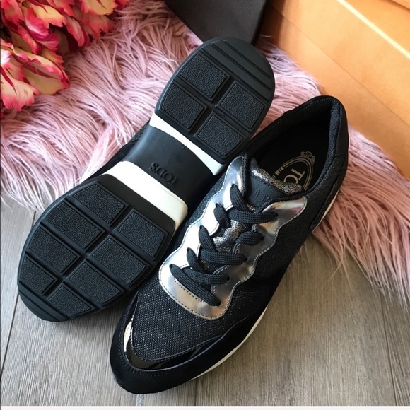 NWT Tod’s Black glitter sneakers - Picture 6 of 7
